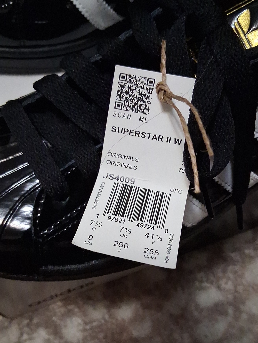 adidas Black White Gold Shell Toe Sneakers - Picture 7 of 7